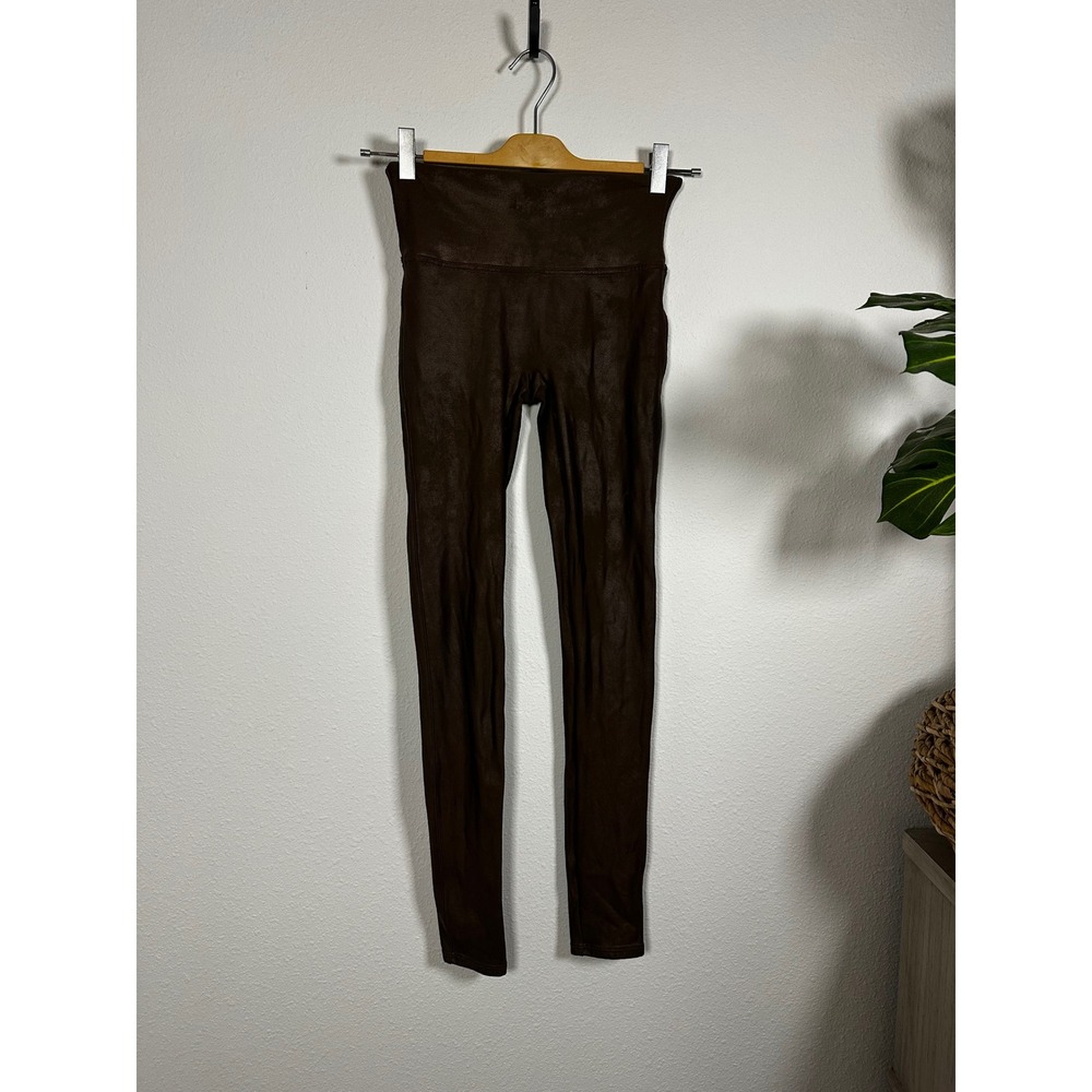 SPANX Faux Leather Leggings Brown High Waist Skinny Pants Womenβ S